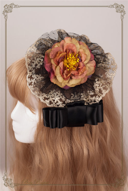 Rose Battle Silk Ribbon and Rose Headpiece