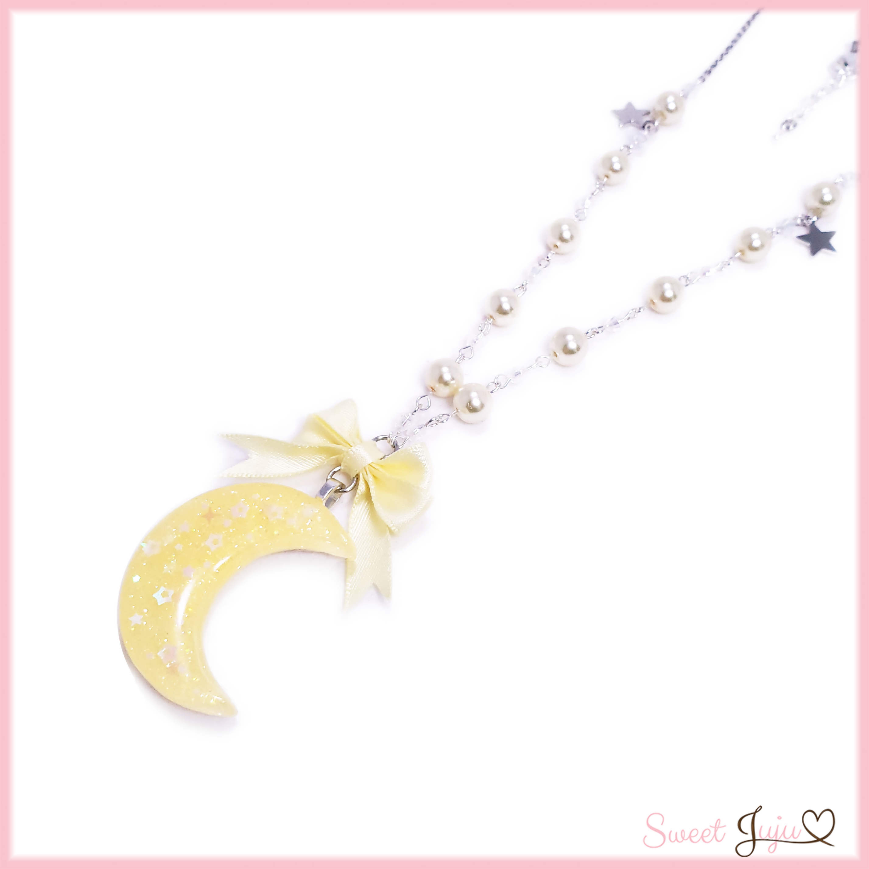 celestial angel necklace yellow close