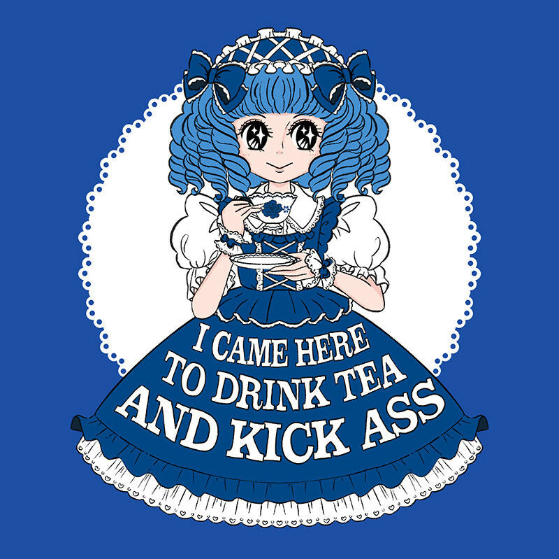 Blue %22Drink Tea & Kick Ass%22 (Oldschool) sweatshirt preview copy