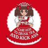 Red %22Drink Tea & Kick Ass%22 (Oldschool) organic cotton t-shirt preview copy