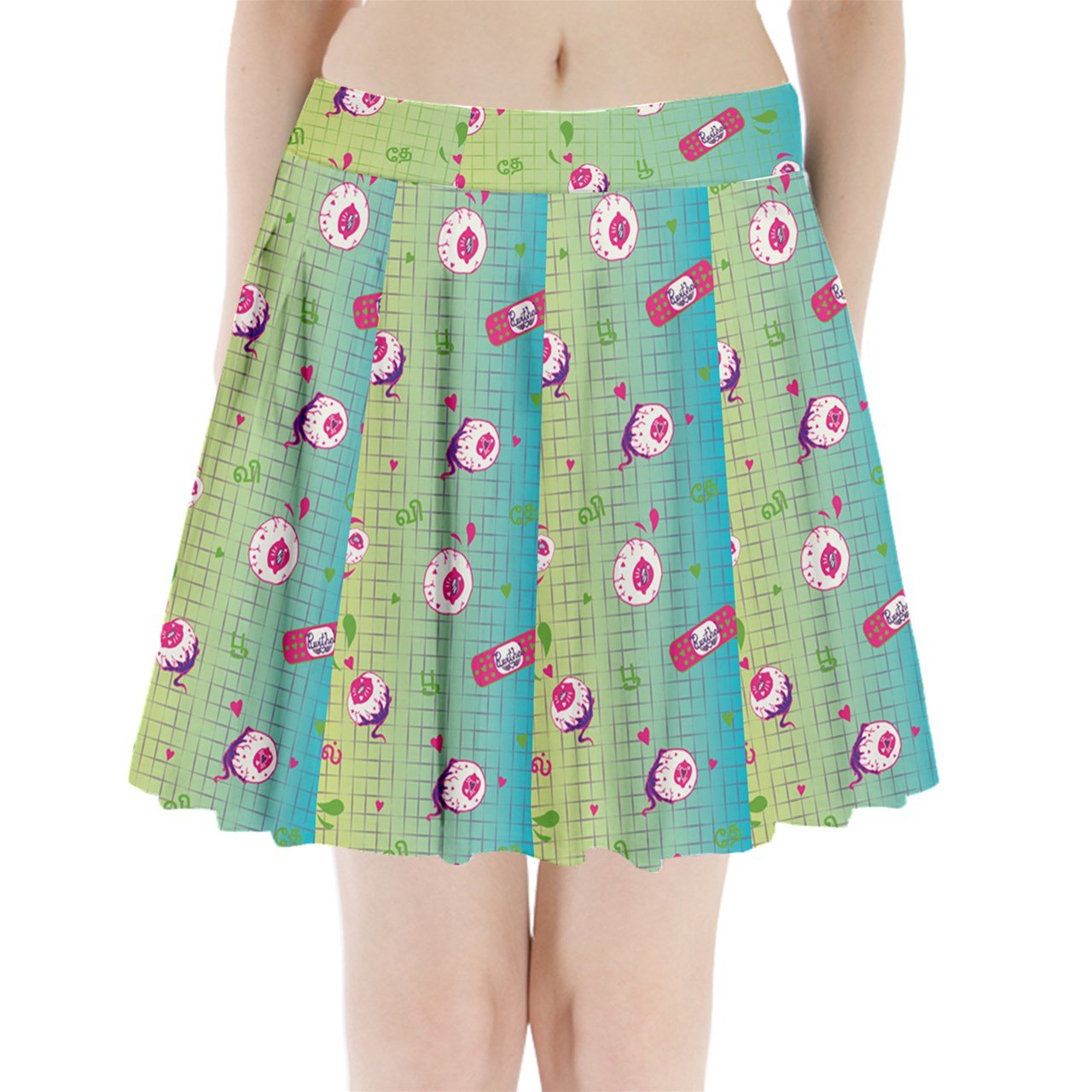 Some Bodies Pleated Skirt in Toxic Green - Lolita Collective