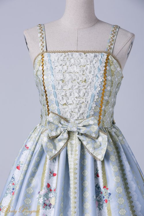 Rococo Bouquet Jumperskirt in Light Blue - Lolita Collective