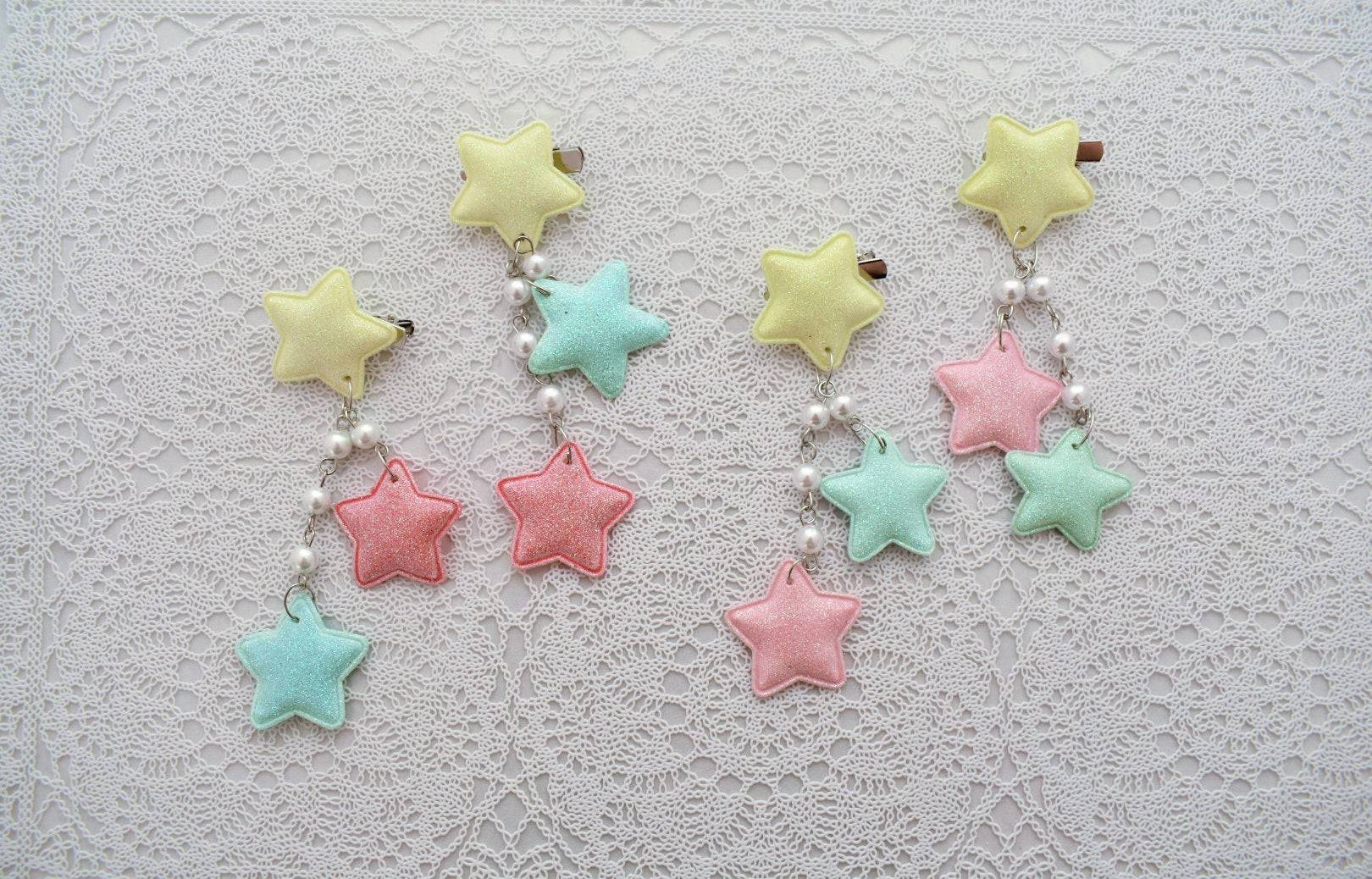2-Way Multi Pastel Star Clips (4 colors) - Lolita Collective