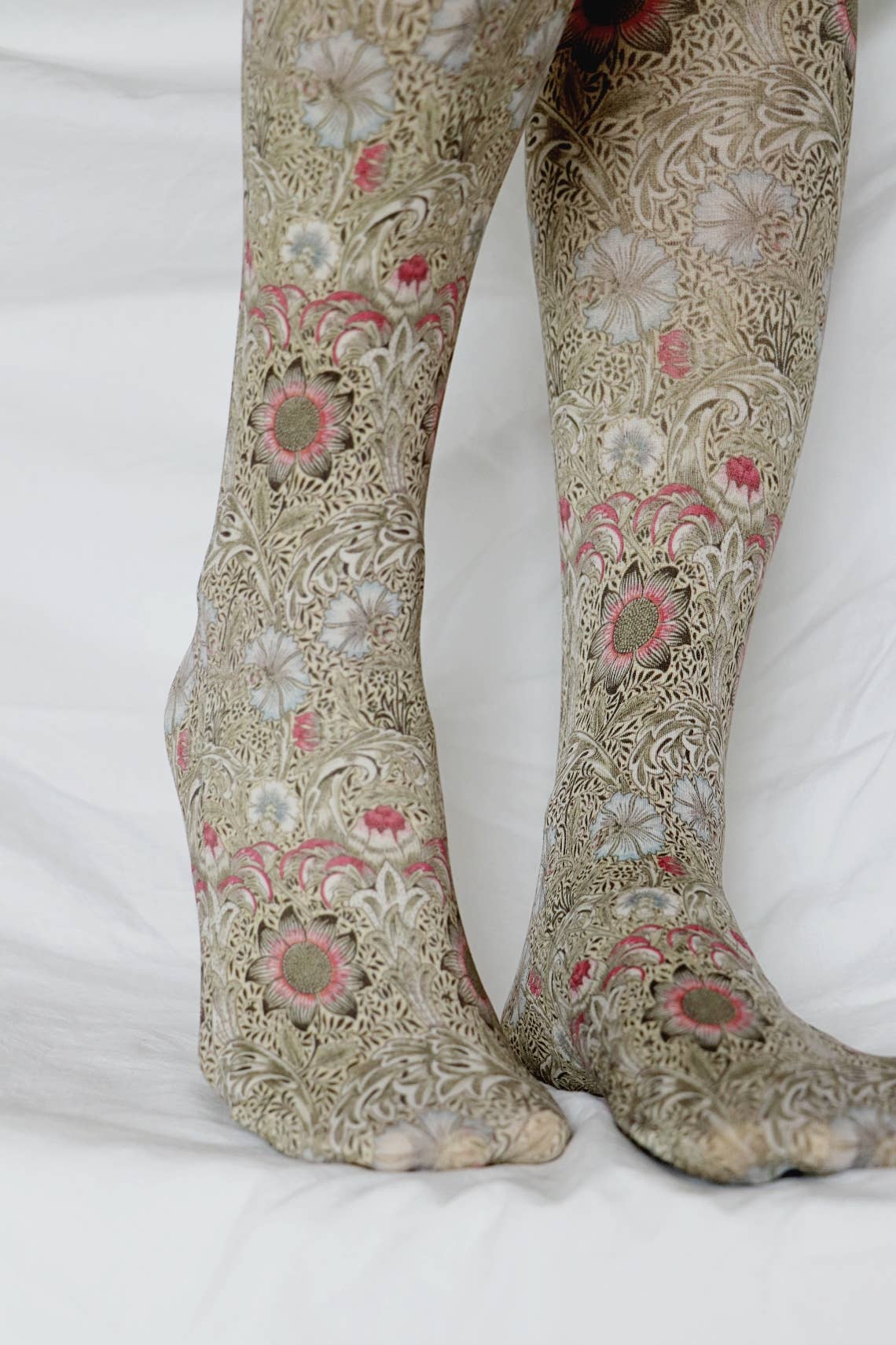 Instant Shipping! CORN COCKLE by WILLIAM MORRIS PRINTED TIGHTS