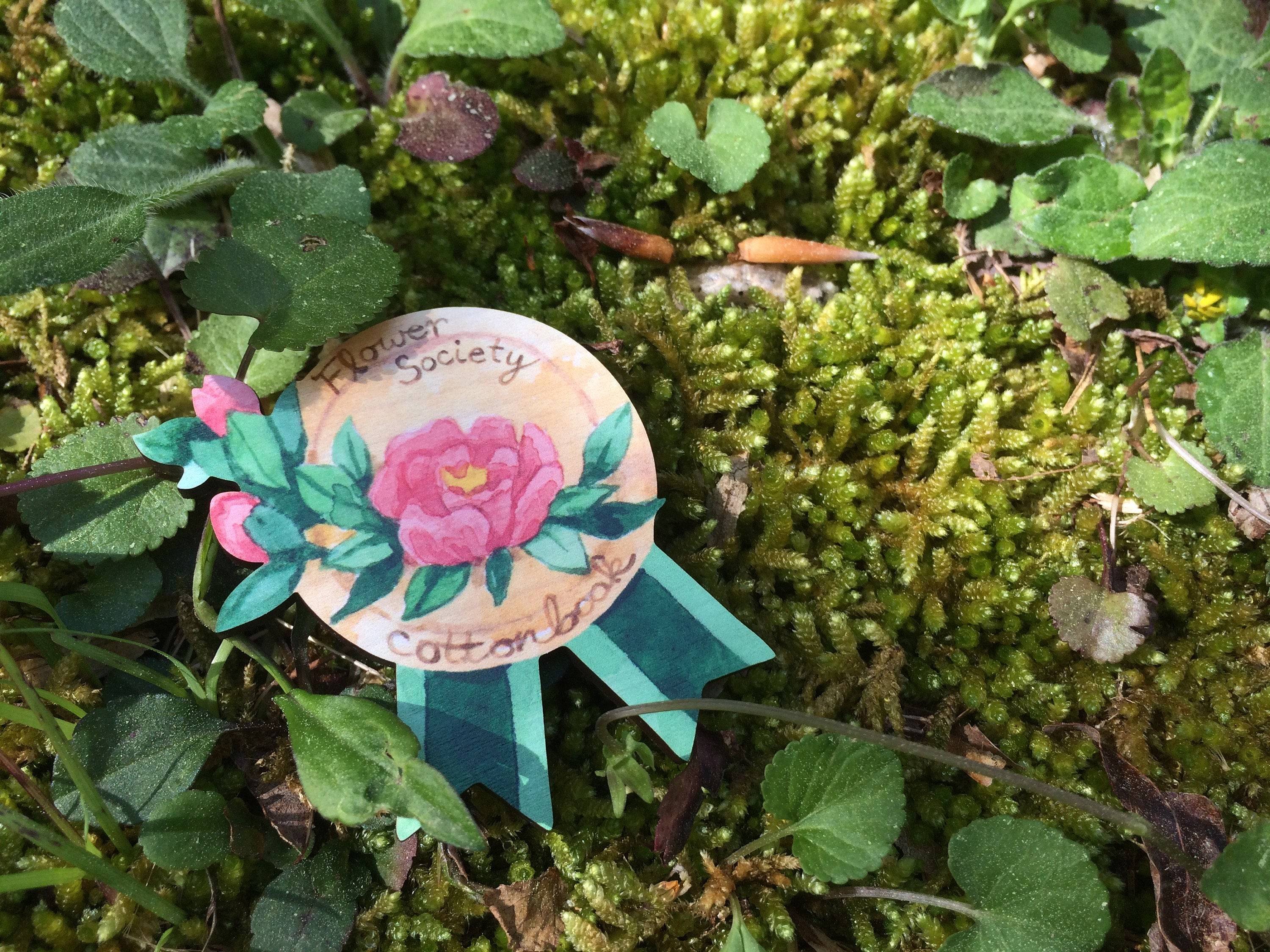 Flower Society Badge - Imaginary Societies Wooden Pin - Lolita Collective