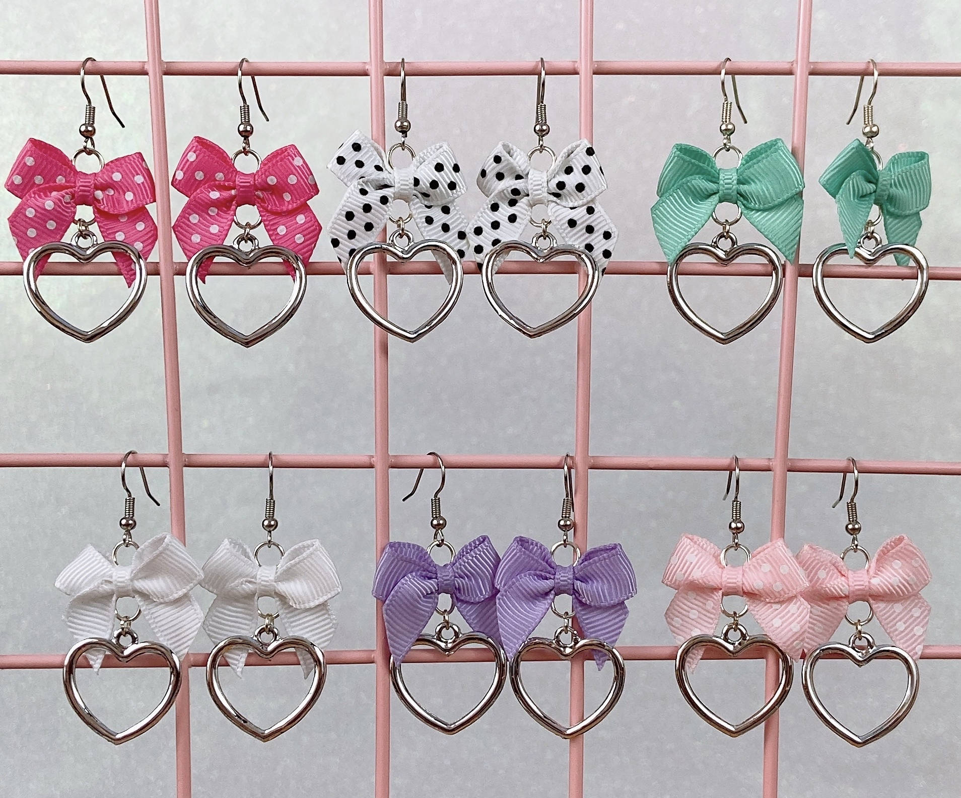 Silver Heart Earrings (6 Colors) - Lolita Collective