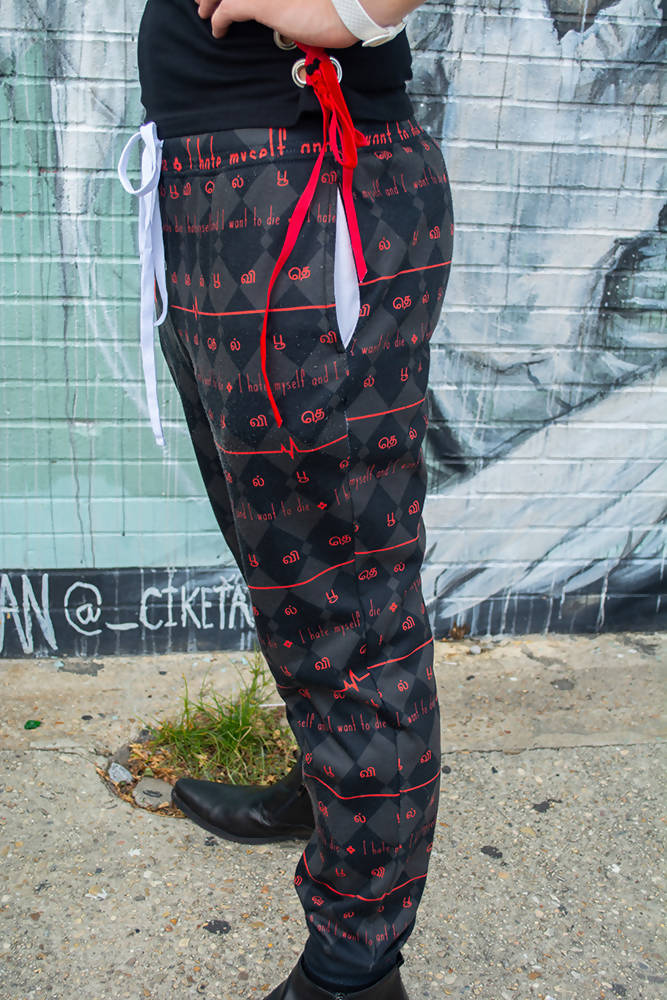 Anxiety Angel Joggers in Red - Lolita Collective