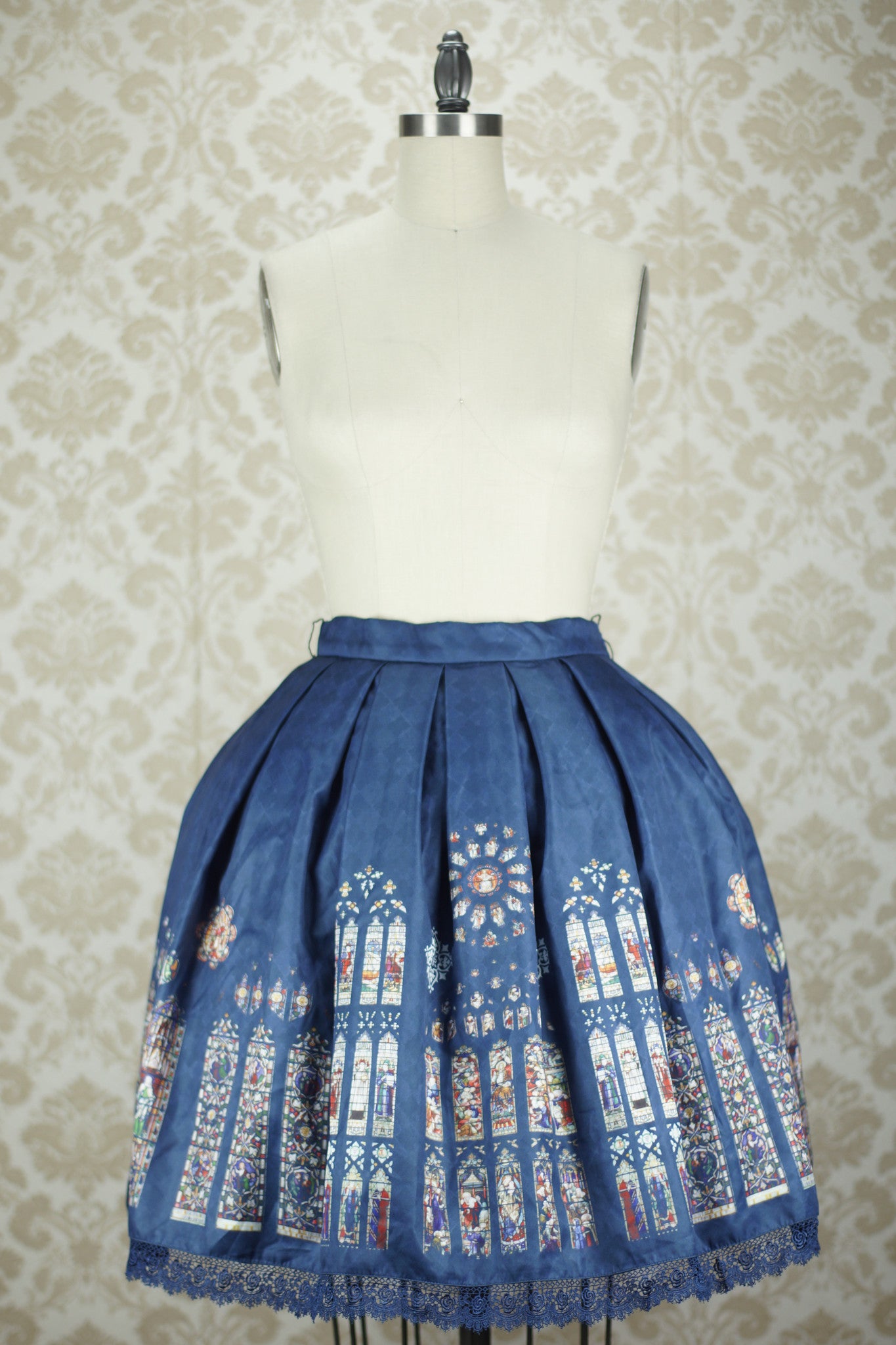 St. Augustine Abbey Stained Glass Skirt in Navy - Lolita Collective