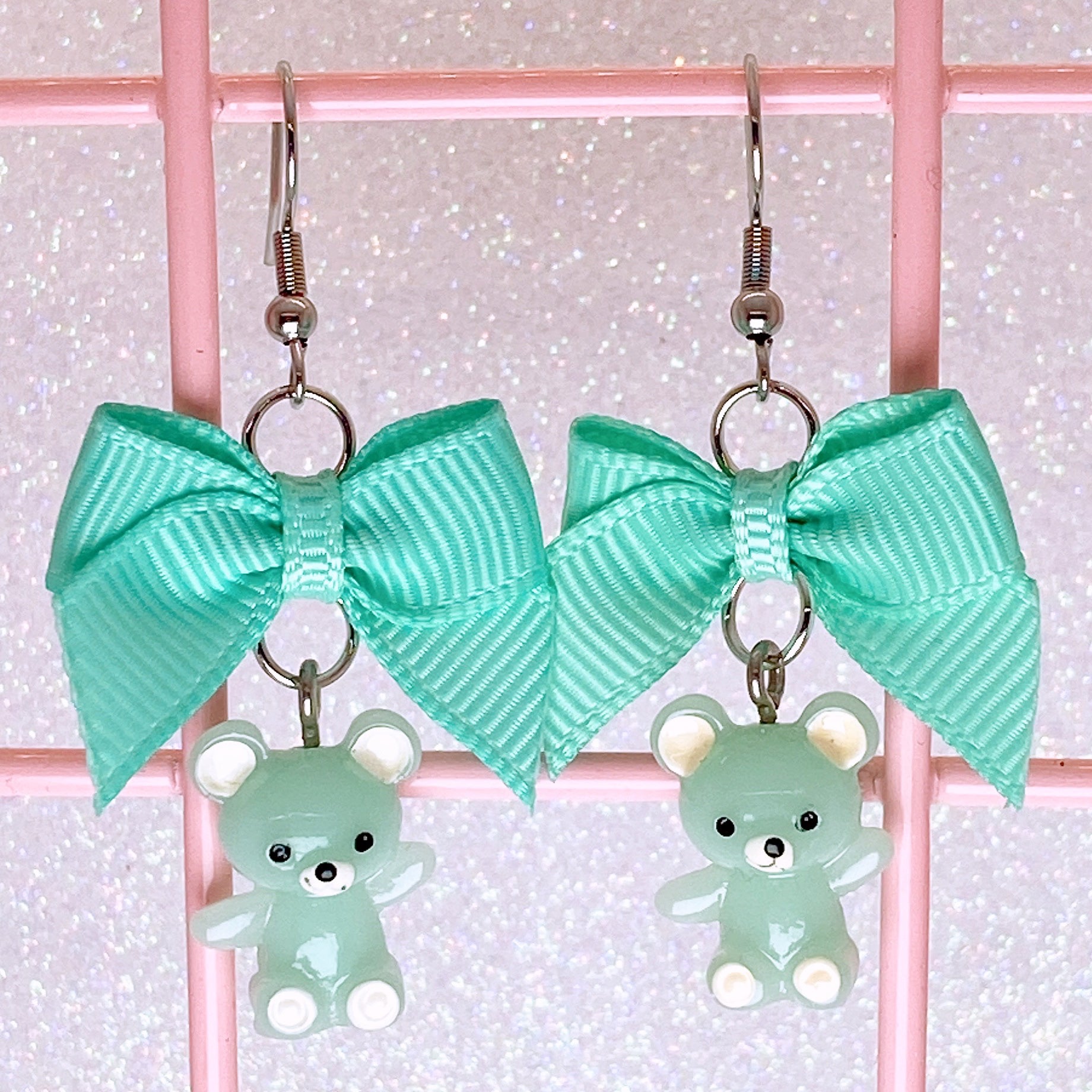 Mint Teddy Bear Earrings (4 Colors)