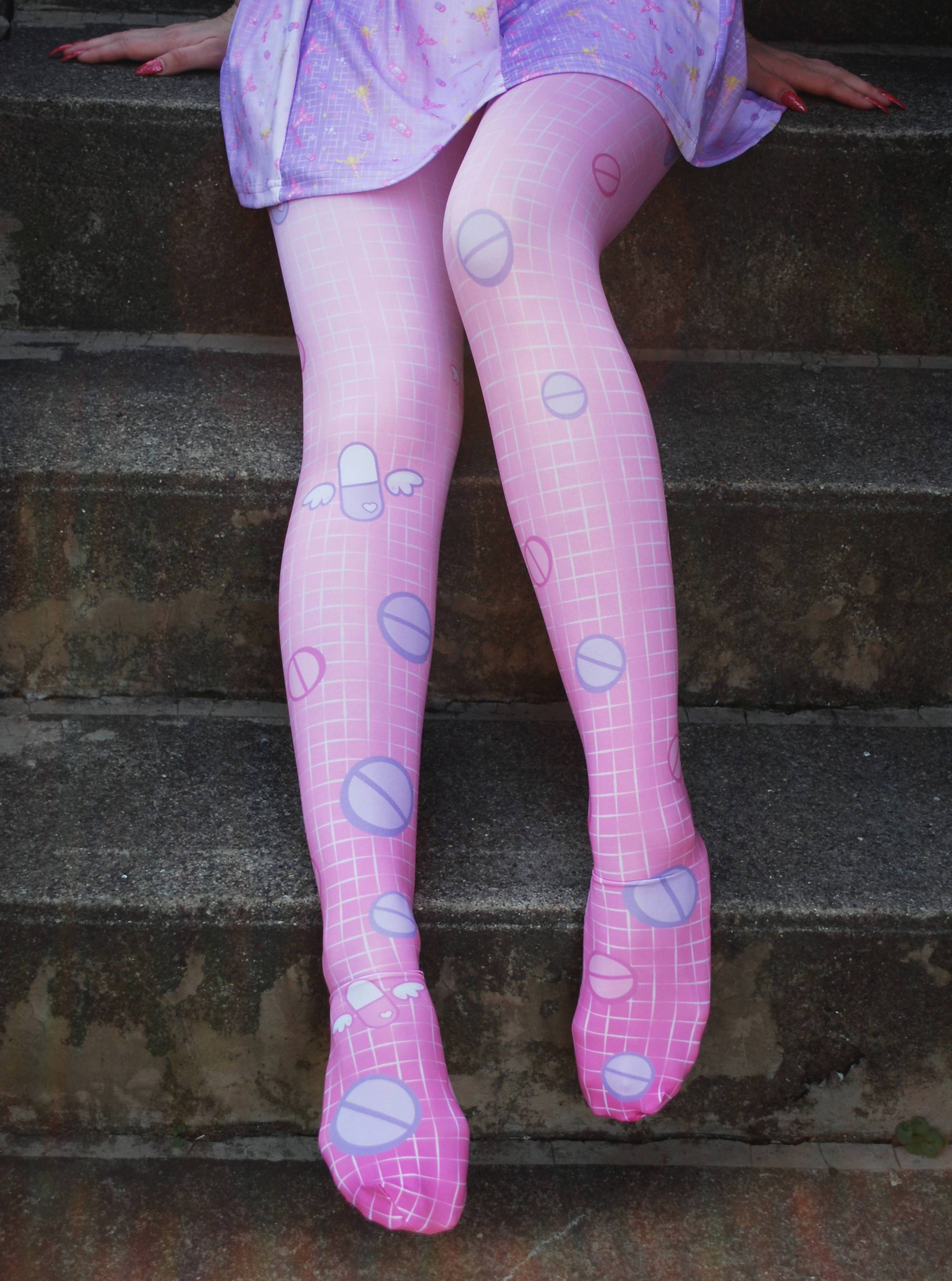Magical Girl First Aid Tights in Pink - Lolita Collective