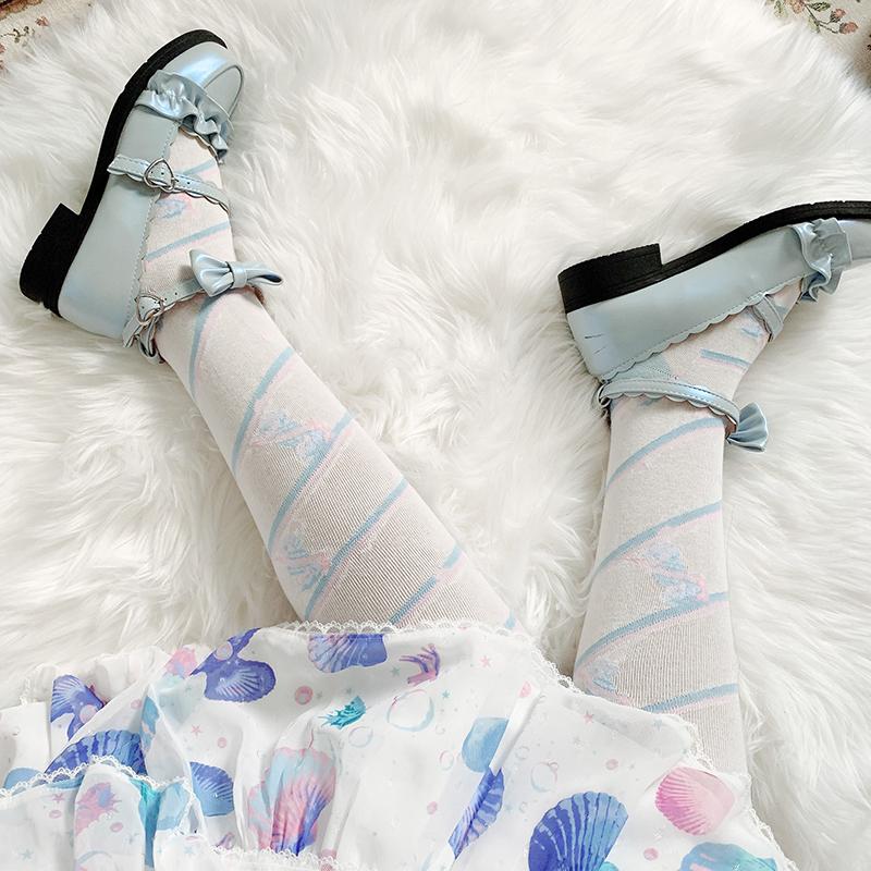 Striped Candy Over the Knee Socks - Lolita Collective