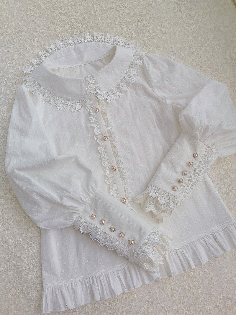 Long Sleeve Lace Lined Cuff Blouse