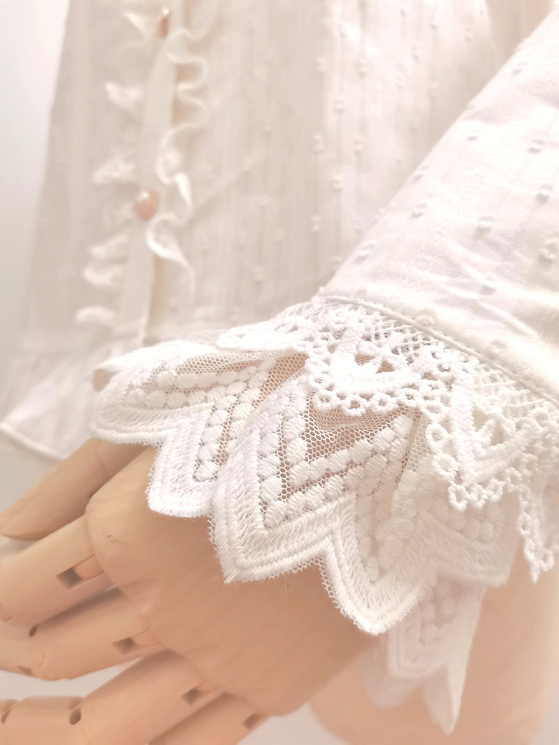 Long Sleeve Lace Lined Cuff Blouse