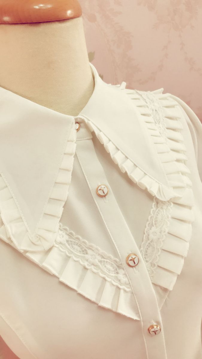 Pleated Collar Long Bell Sleeve Blouse