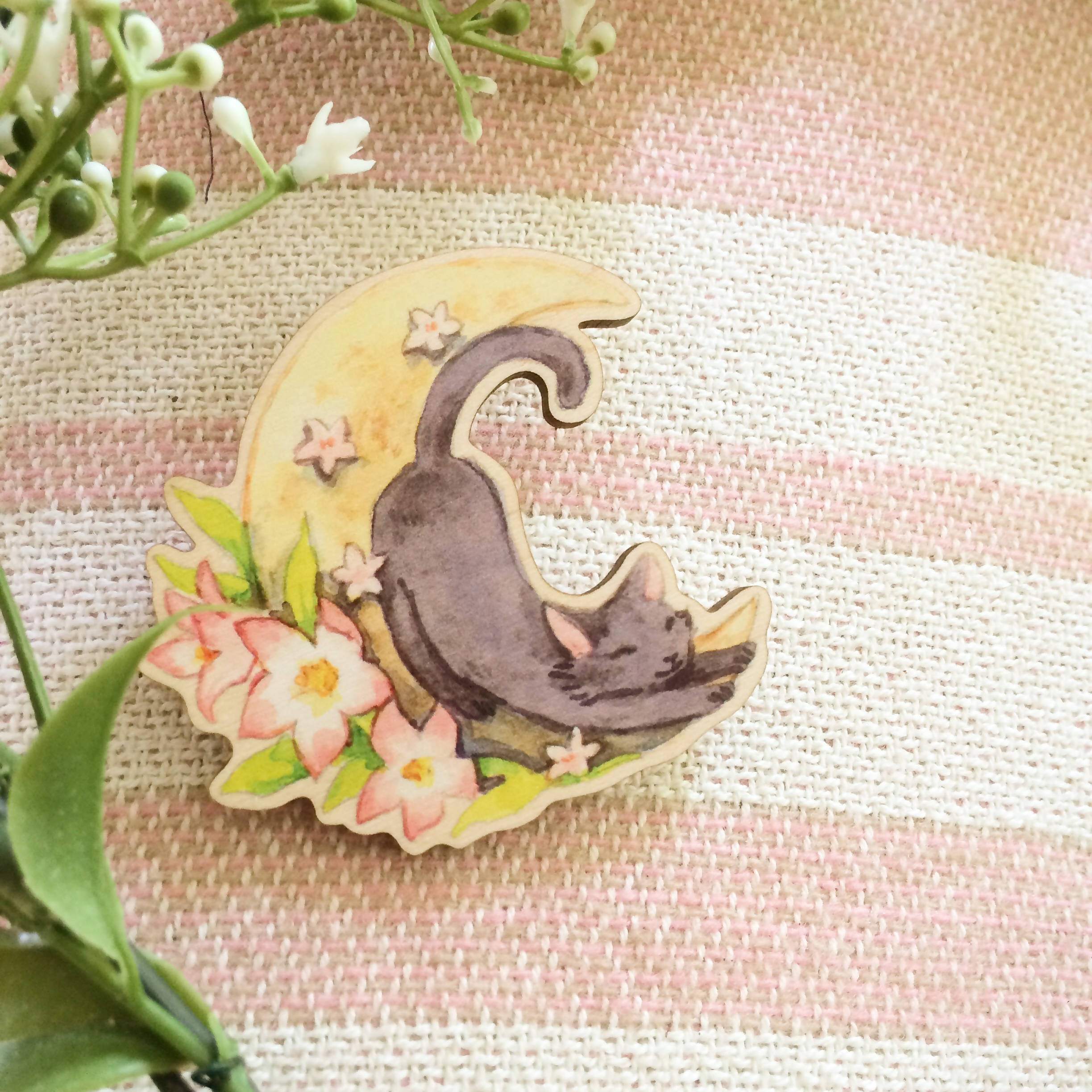 The Cat in the Moon Brooch - Lolita Collective