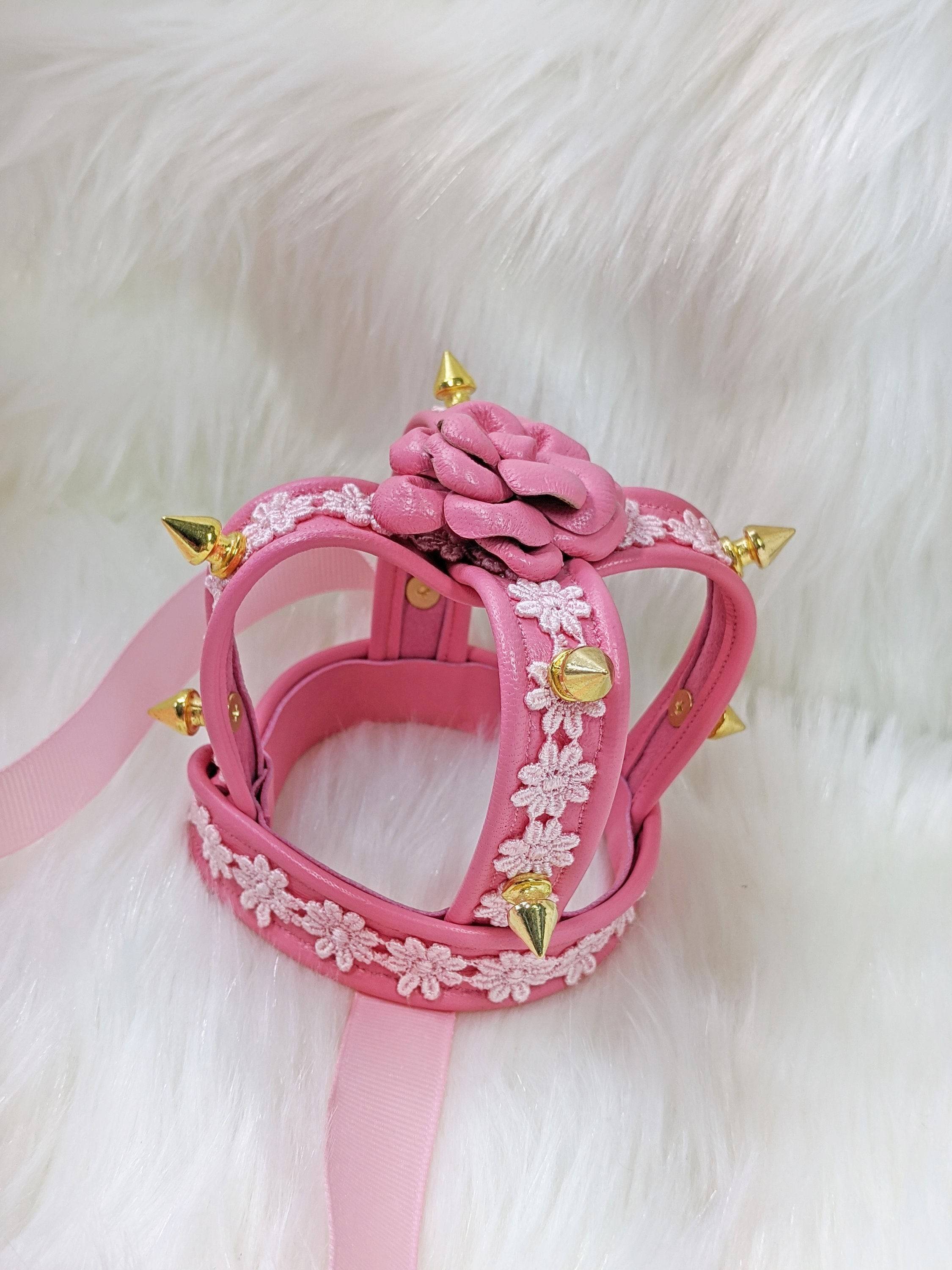 Miniature Pink Spiked Leather Crown - Lolita Collective