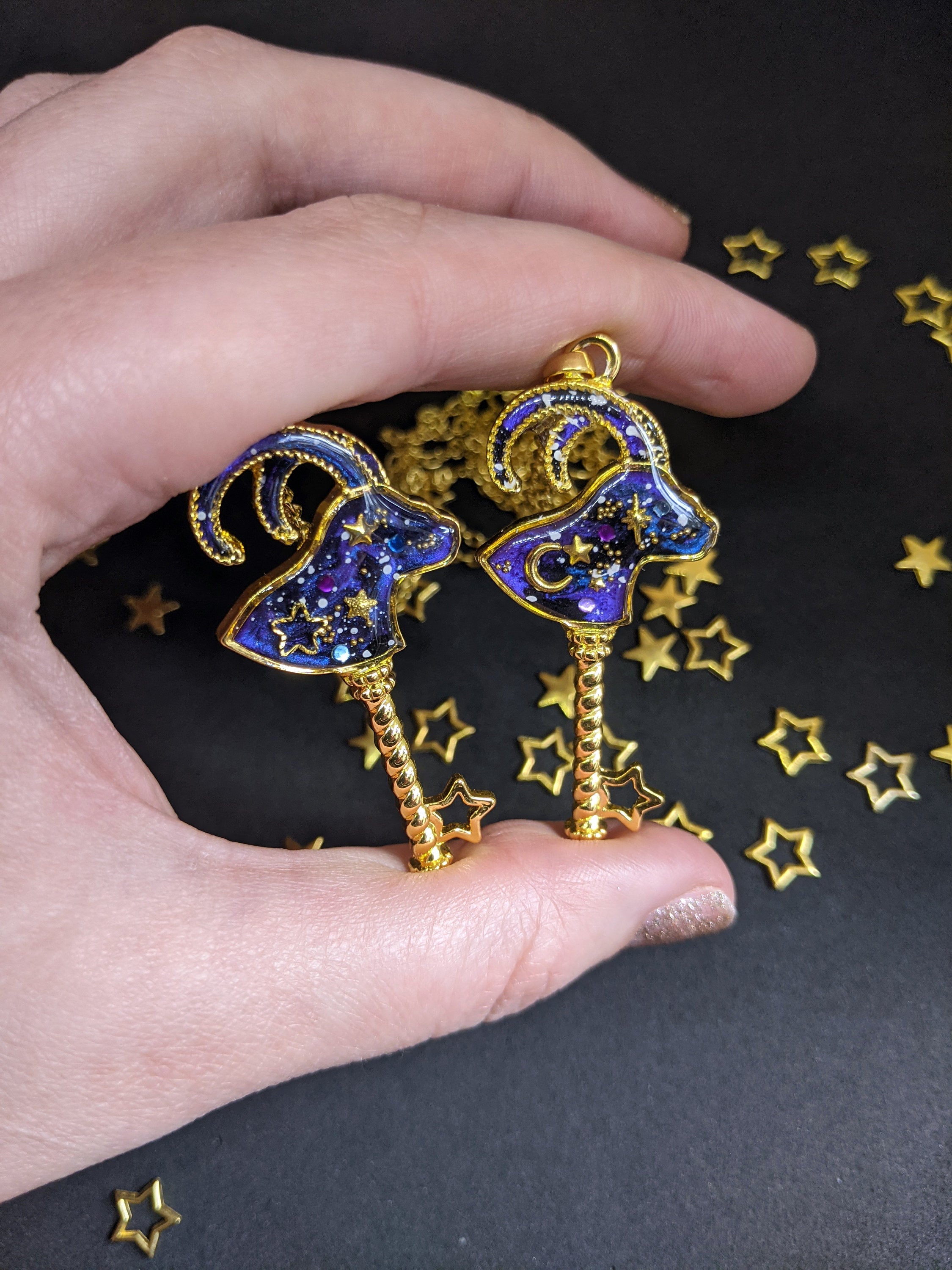 Capricorn: Celestial Zodiac Resin Pendant Necklaces- 2 Styles - Lolita Collective