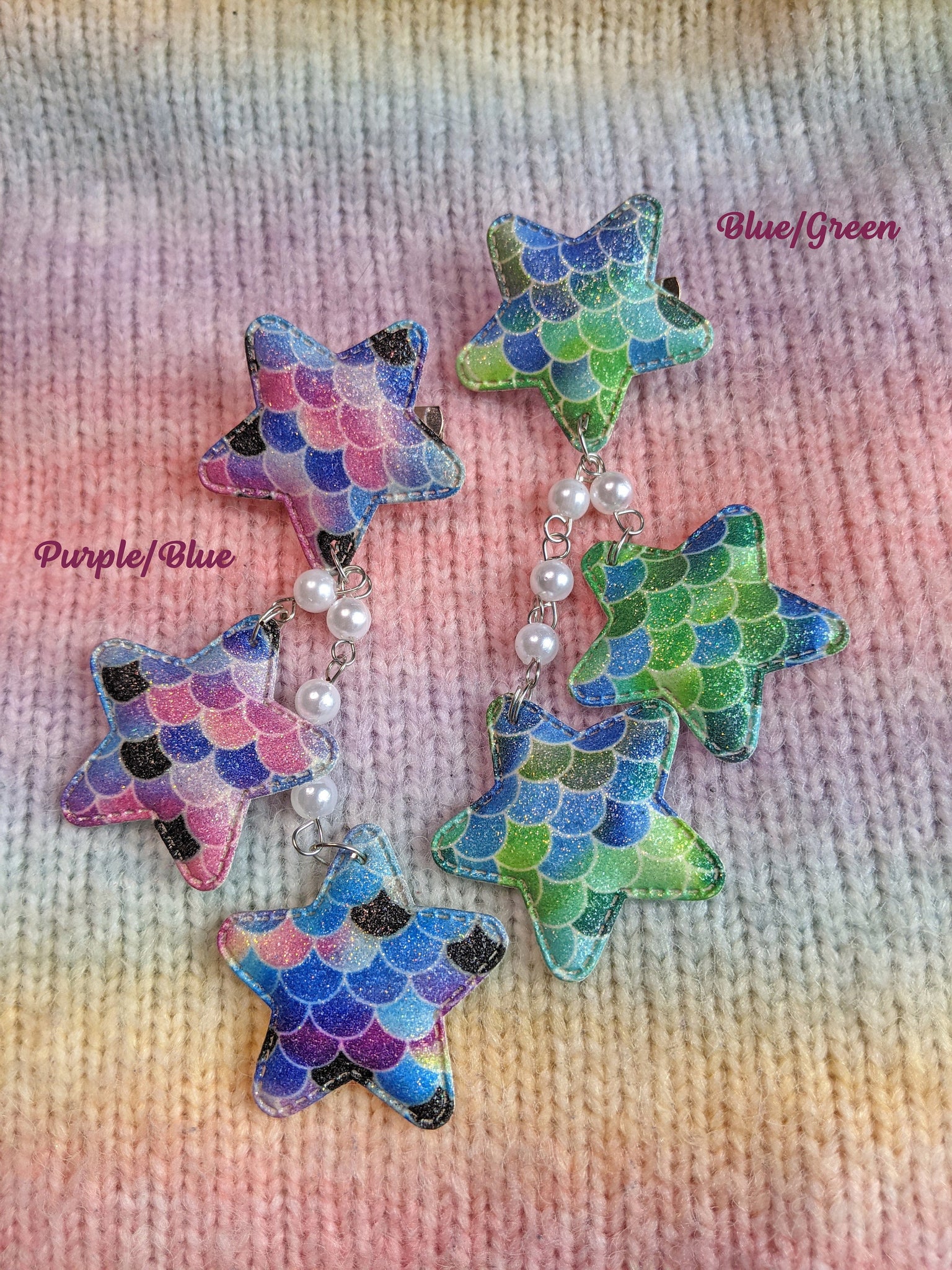 2-Way Mermaid Glitter Star Clips- Choose your color