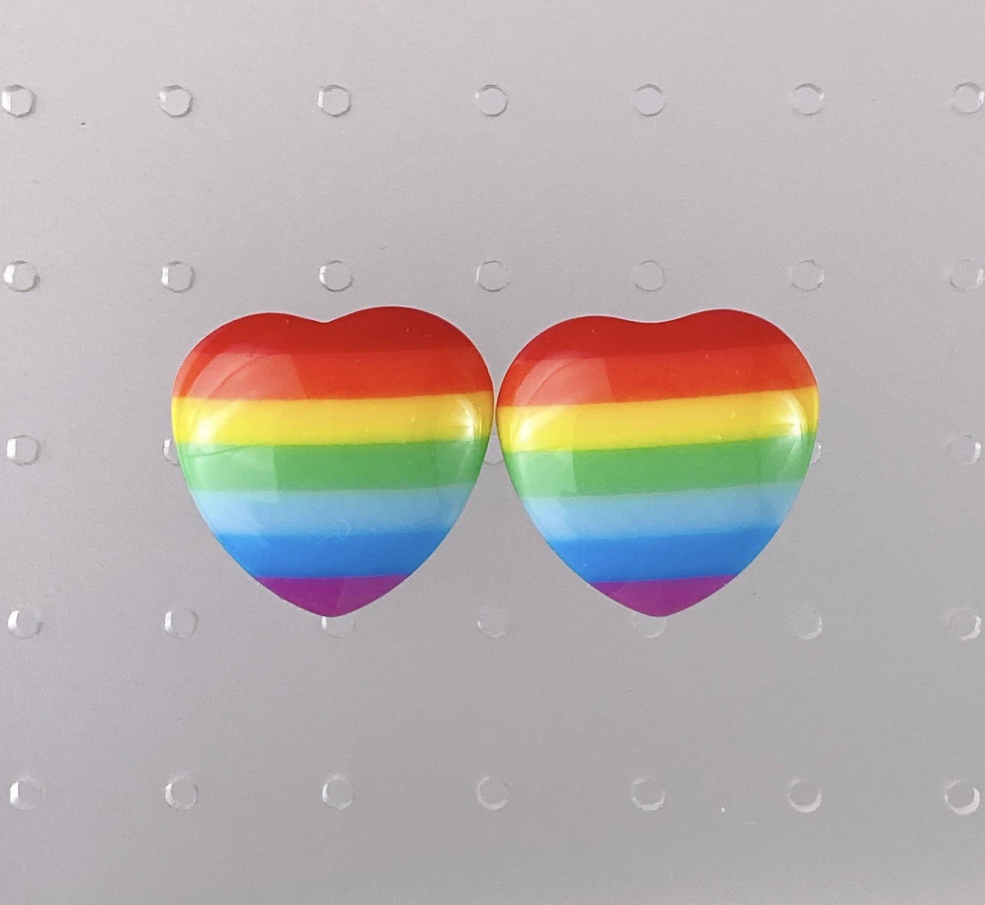 Rainbow Stripe Heart Earrings - Lolita Collective