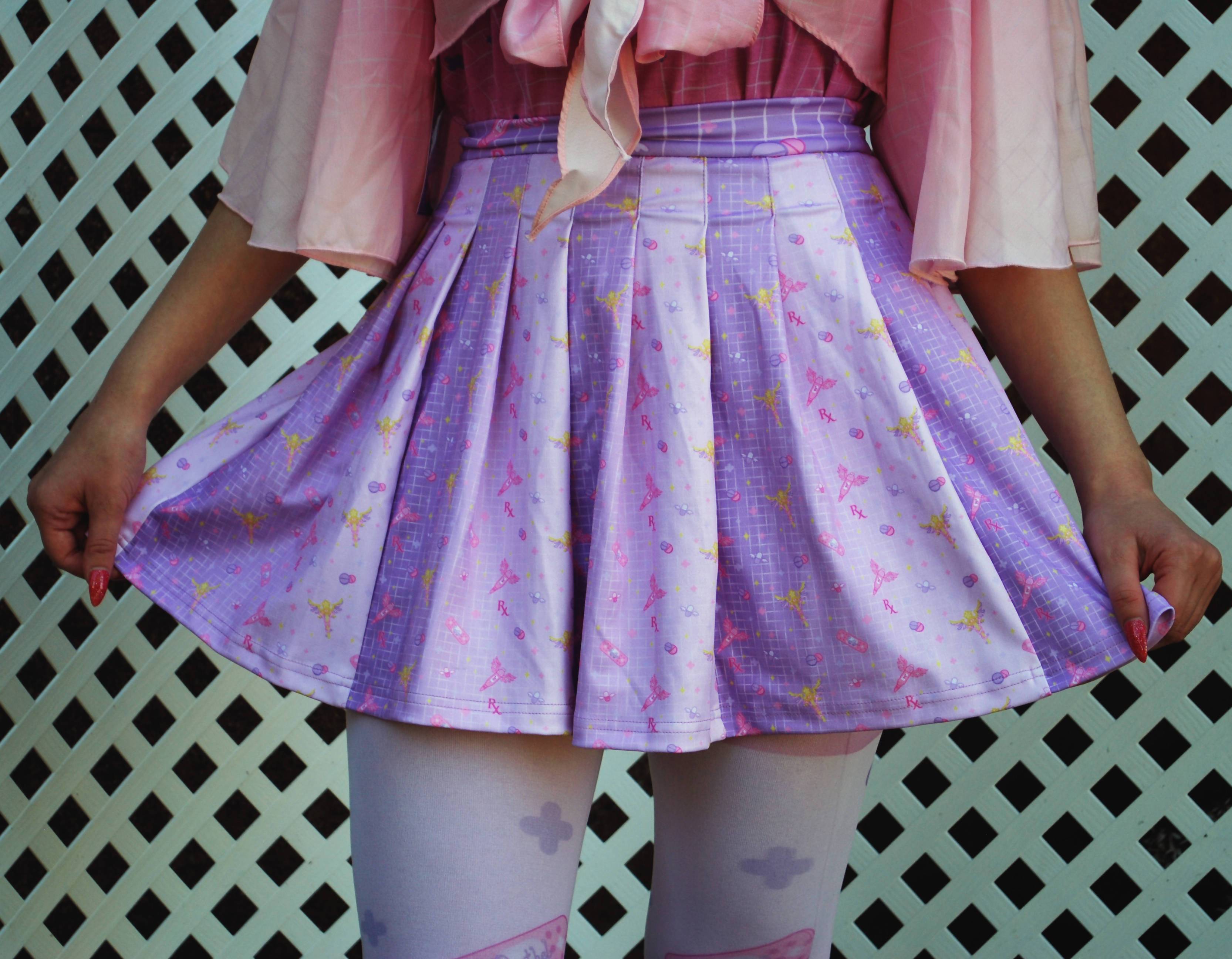 Magical Girl First Aid Pleated Skirt in Lavender - Lolita Collective