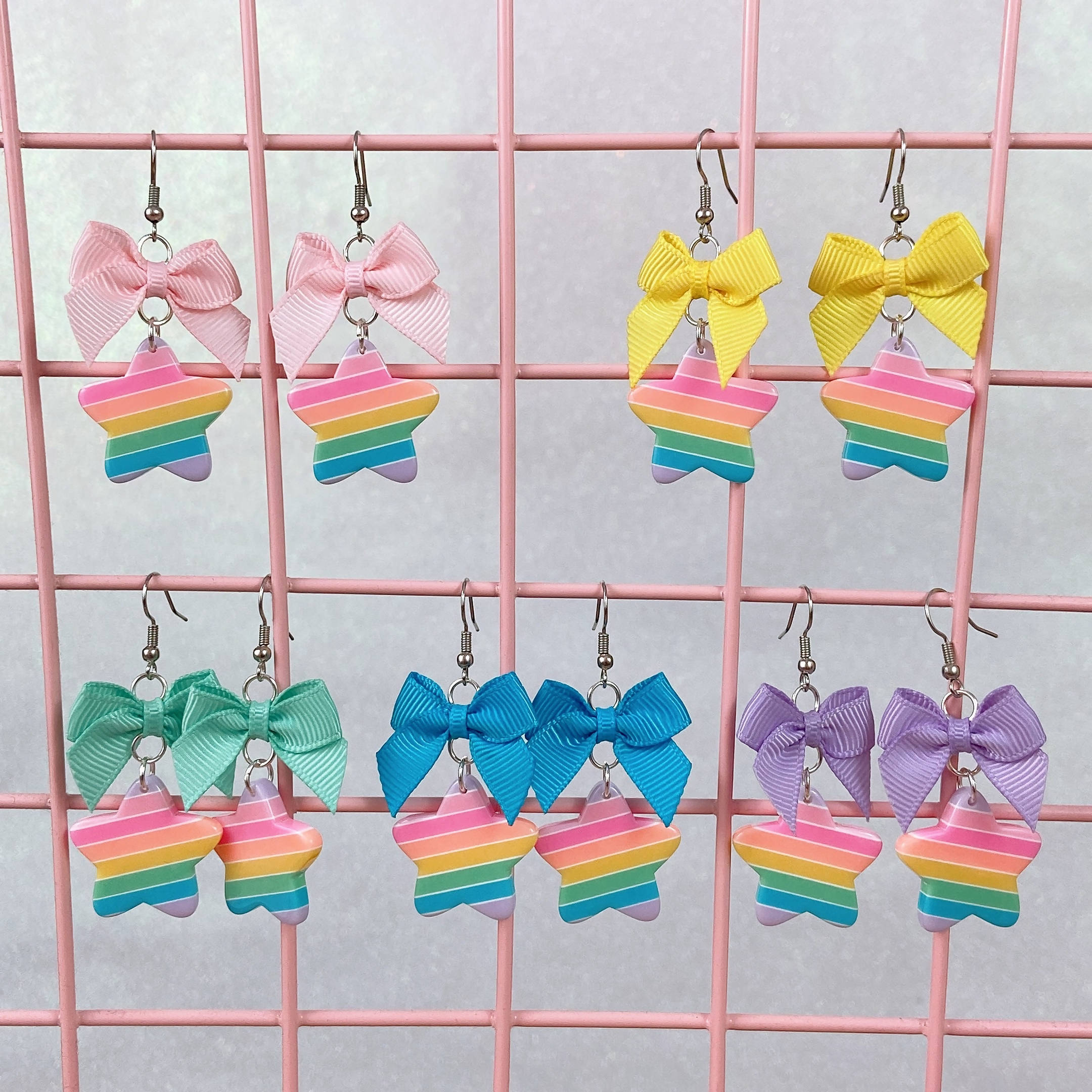 Pastel Stripe Star Earrings (5 Colors) - Lolita Collective
