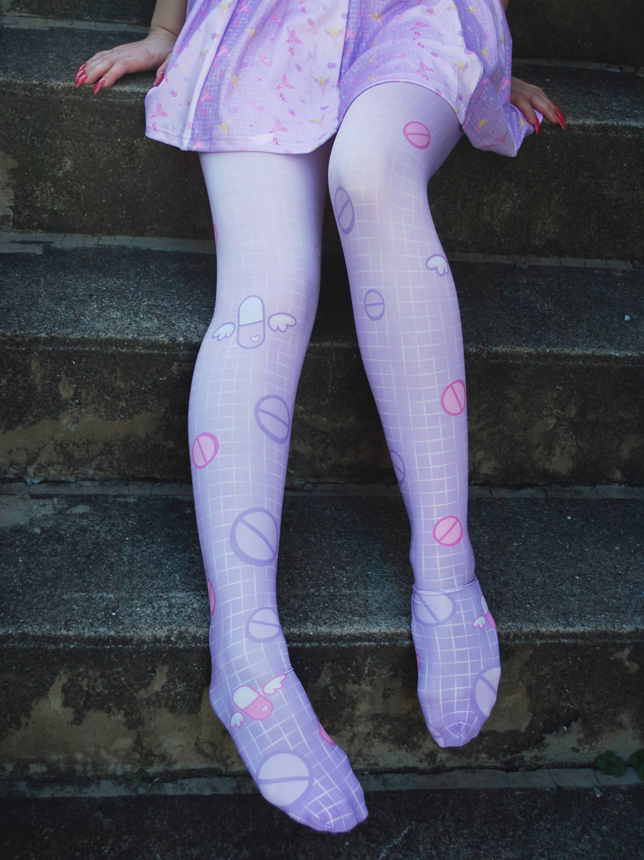 Magical Girl First Aid Tights in Lavender - Lolita Collective