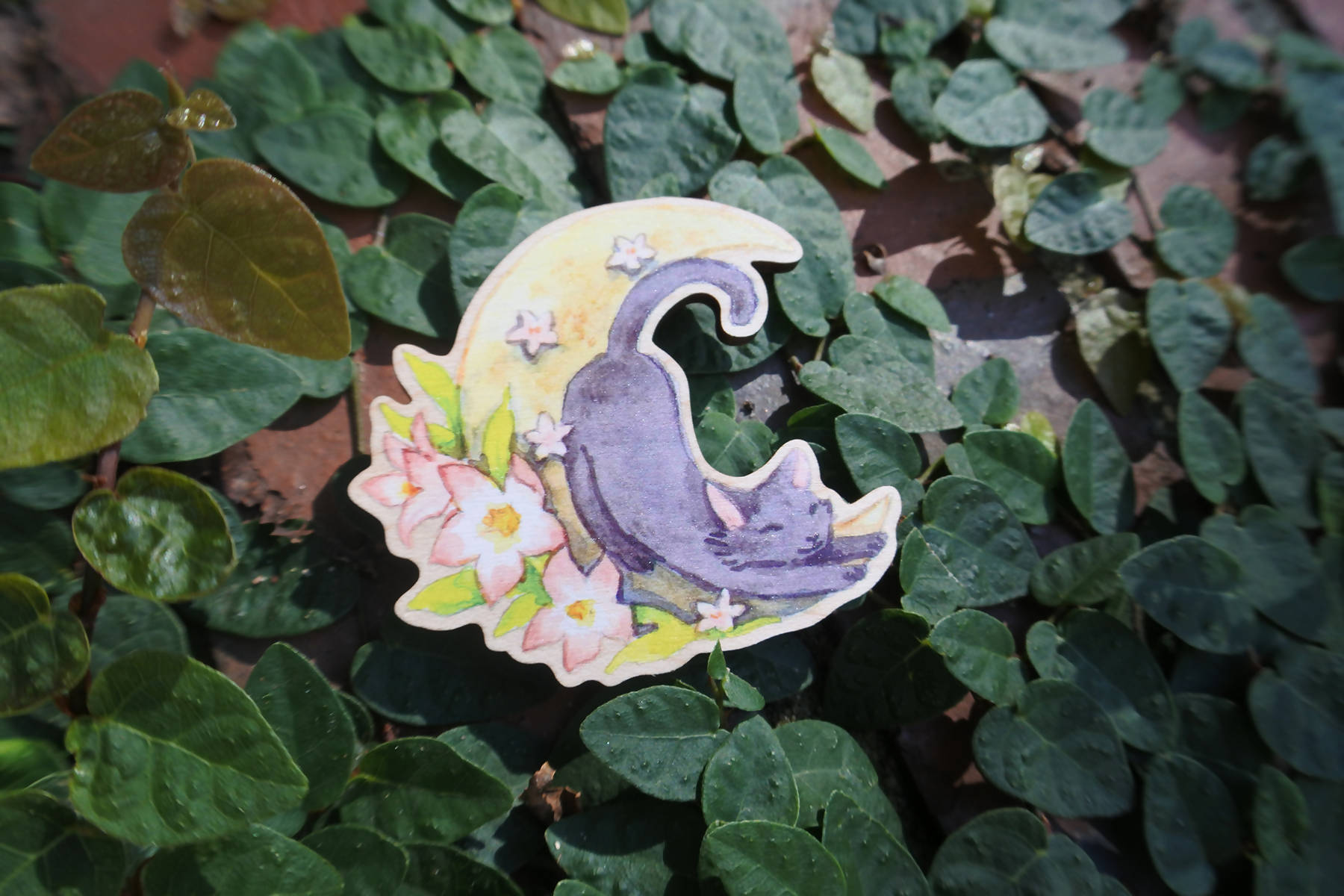 The Cat in the Moon Brooch - Lolita Collective